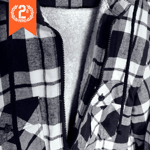 2ª MANO: Chaqueta de cuadros negros y blancos con capucha