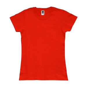 Camiseta roja manga corta mujer SIN ESTAMPAR