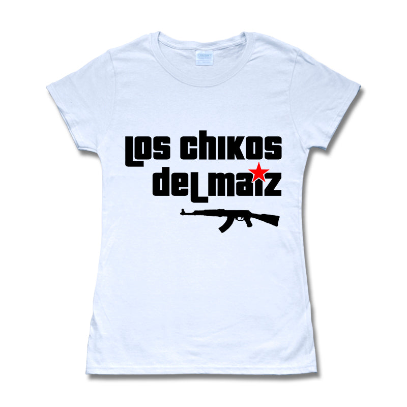 Camiseta manga corta mujer LOS CHIKOS DEL MAÍZ logo en blanco