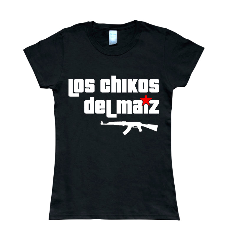 Camiseta manga corta mujer LOS CHIKOS DEL MAÍZ logo en negro