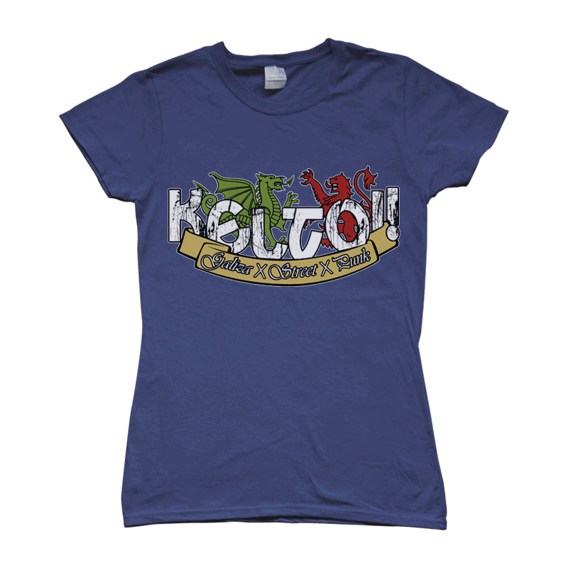 Camiseta manga corta mujer KELTOI! Galiza streetpunk azul