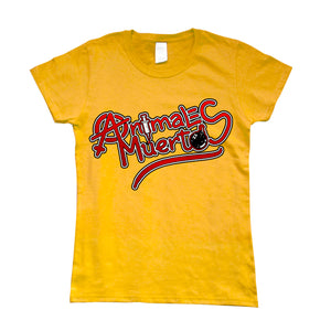 Camiseta manga corta mujer ANIMALES MUERTOS logo en amarillo