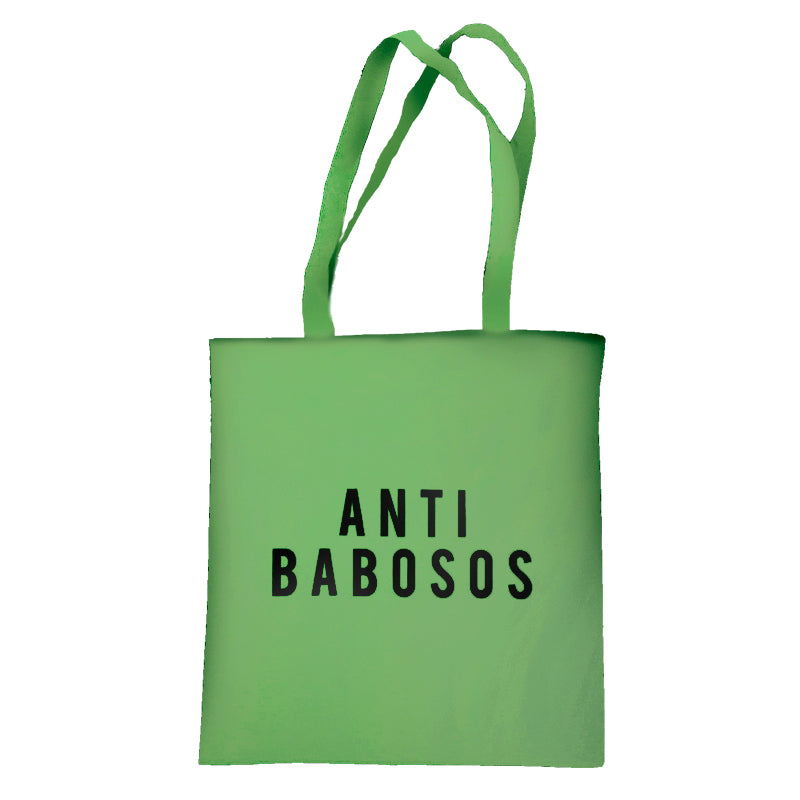 Bolsa de tela verde ANTIBABOSOS KLUB letras antibabosos