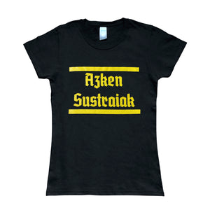 Camiseta manga corta mujer AZKEN SUSTRAIAK logo amarillo sobre negro
