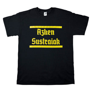 Camiseta manga corta hombre AZKEN SUSTRAIAK logo amarillo sobre negro