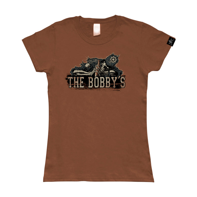 Camiseta manga corta mujer THE BOBBY'S esqueleto, marrón